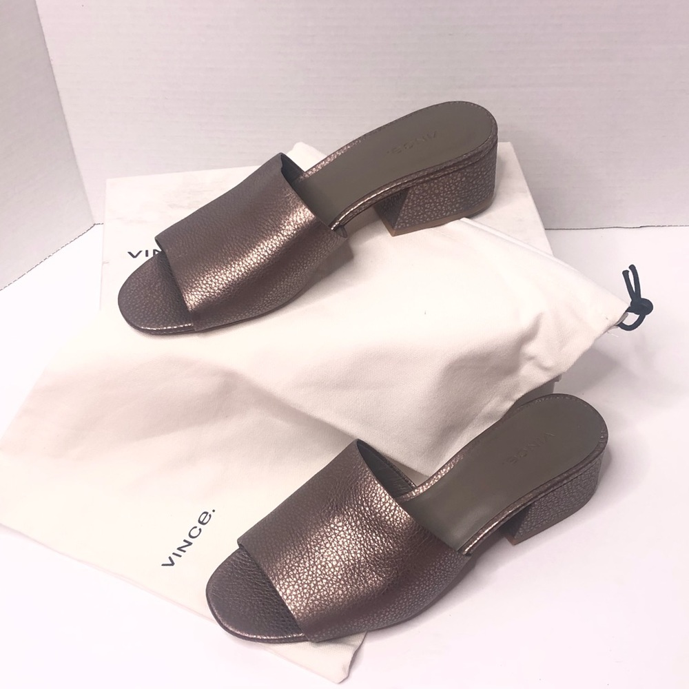 Vince Karissa Bronze Leather Mules Size 9.5 Sandal